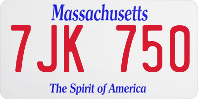 MA license plate 7JK750