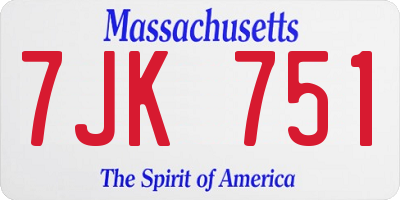 MA license plate 7JK751