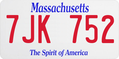 MA license plate 7JK752