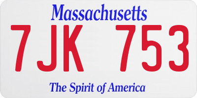 MA license plate 7JK753