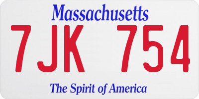MA license plate 7JK754