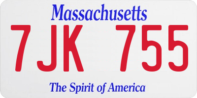 MA license plate 7JK755