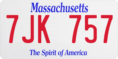 MA license plate 7JK757