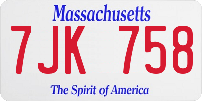 MA license plate 7JK758