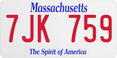 MA license plate 7JK759