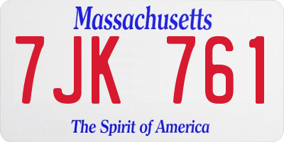 MA license plate 7JK761