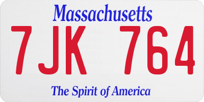 MA license plate 7JK764