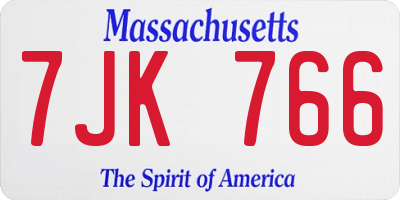 MA license plate 7JK766