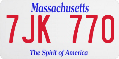 MA license plate 7JK770