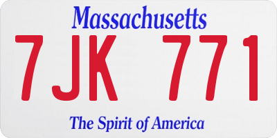 MA license plate 7JK771