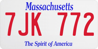MA license plate 7JK772