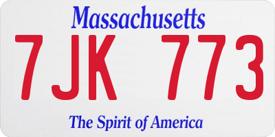 MA license plate 7JK773