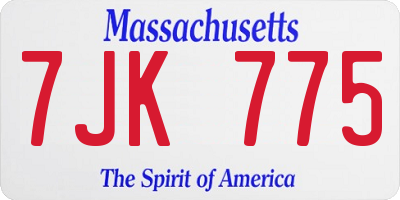 MA license plate 7JK775
