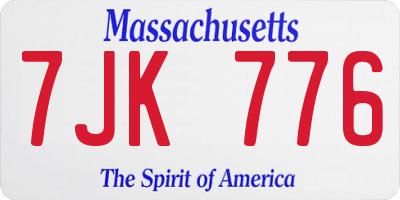 MA license plate 7JK776