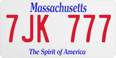 MA license plate 7JK777