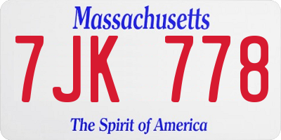 MA license plate 7JK778