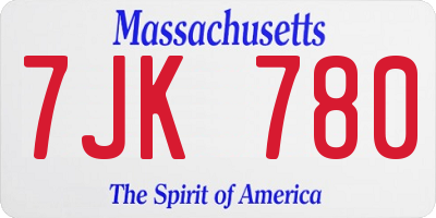 MA license plate 7JK780