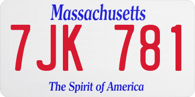 MA license plate 7JK781