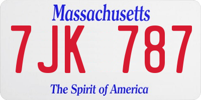 MA license plate 7JK787