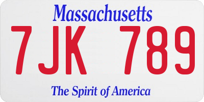 MA license plate 7JK789