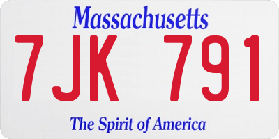 MA license plate 7JK791