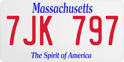 MA license plate 7JK797