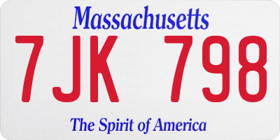 MA license plate 7JK798