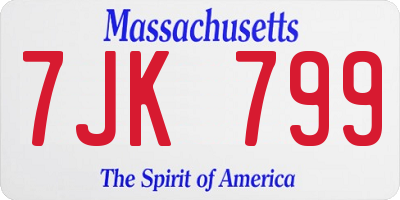 MA license plate 7JK799