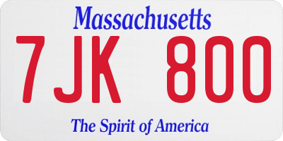 MA license plate 7JK800