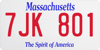 MA license plate 7JK801