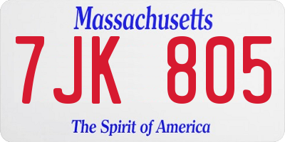 MA license plate 7JK805
