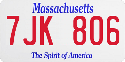 MA license plate 7JK806