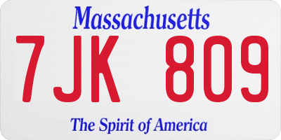 MA license plate 7JK809