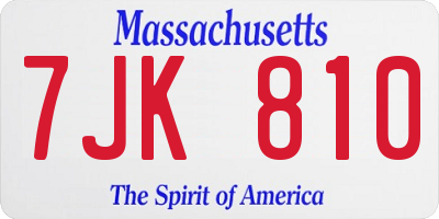 MA license plate 7JK810