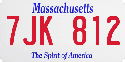 MA license plate 7JK812