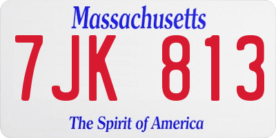MA license plate 7JK813