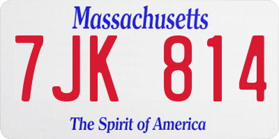 MA license plate 7JK814