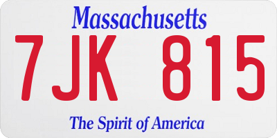 MA license plate 7JK815