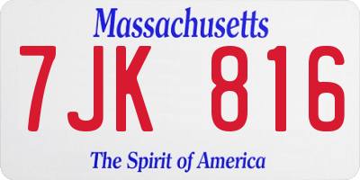 MA license plate 7JK816