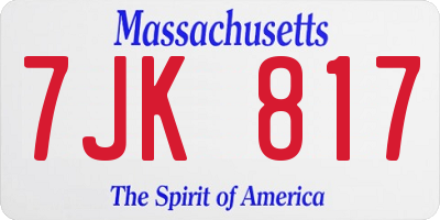 MA license plate 7JK817
