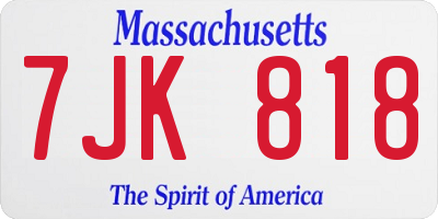 MA license plate 7JK818