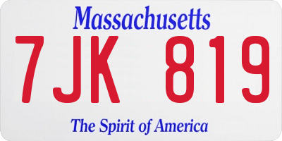 MA license plate 7JK819