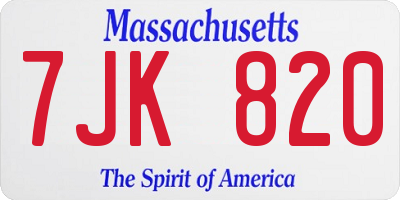 MA license plate 7JK820