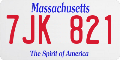 MA license plate 7JK821