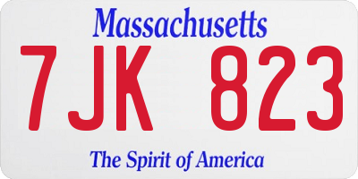 MA license plate 7JK823
