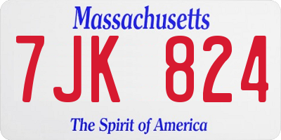 MA license plate 7JK824