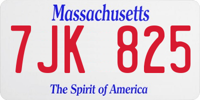 MA license plate 7JK825