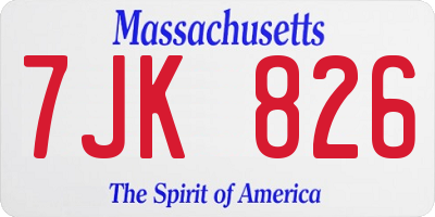 MA license plate 7JK826