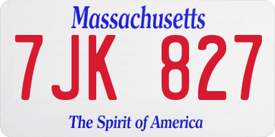 MA license plate 7JK827