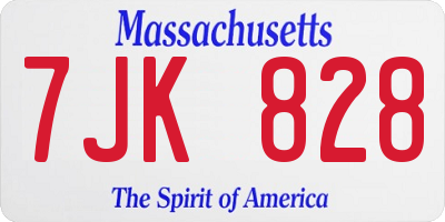 MA license plate 7JK828